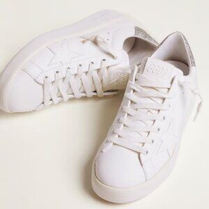 Golden Goose Women's Purestar sneakers with glittery silver heel tab